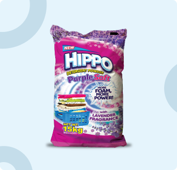 Hippo Detergent Powder Purple Soft Bag